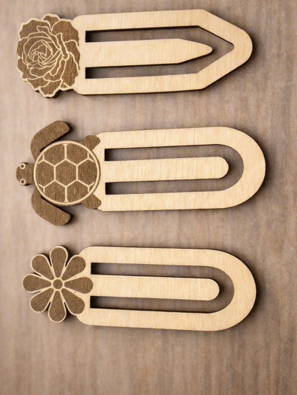 Laser‑Cut Wooden Bookmark Set